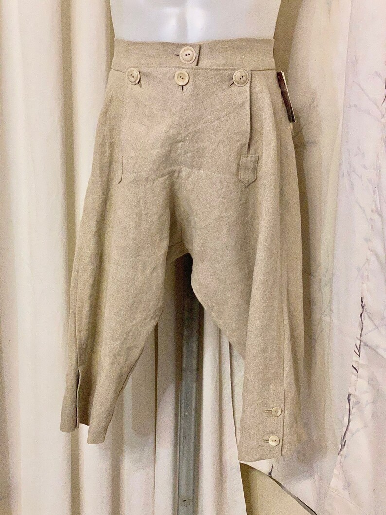 Colonial Breeches Short Pants in Beige Flax-Hemp Blend w/ | Etsy