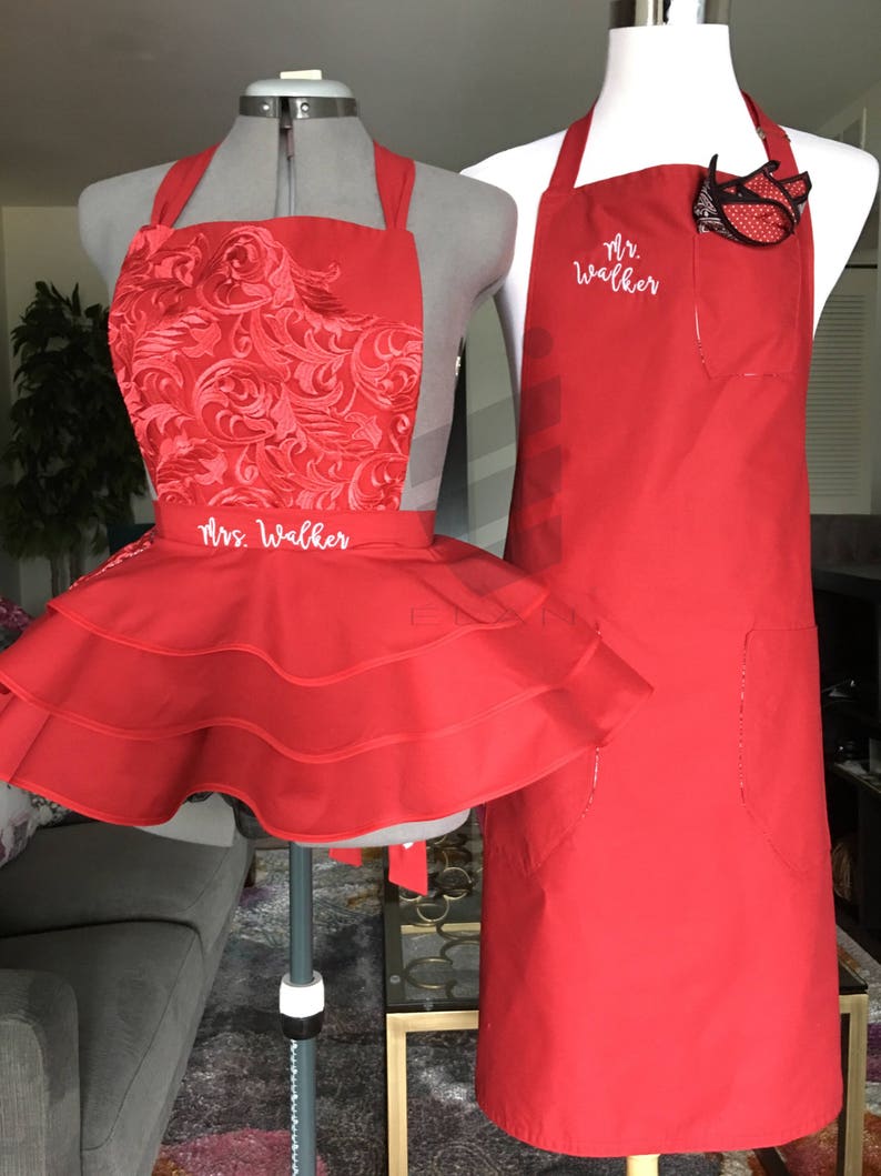 Personalized Aprons For the Newlyweds Custom Couples Etsy