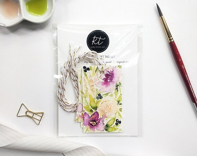 Handpainted Gift Tags Watercolor Floral Gift Tags Holiday Etsy