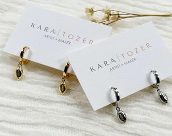 Football Earrings Gold, Game Day Earrings, Game Day Charm Hoops Gold, Football Hoop Earrings, Football Earrings Silver, Silver Game Day