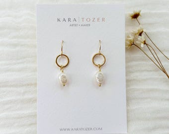 Gold Filled Pearl Earrings, Beachy Earrings, Summer Earrings, Dainty Pearl Earrings, Gold Filled Hook Pearl Earrings, Coastal Jewelry