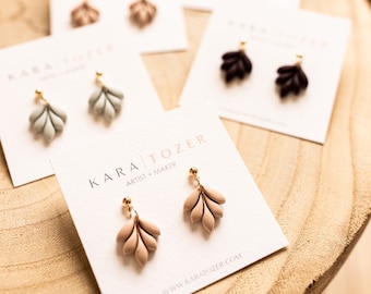 Handmade Polymer Clay Dangles, Leaf Earrings, Minimalist Dangles, Clay Leaf Earrings, Mini Leaf Dangle, Dainty Earrings Dangle