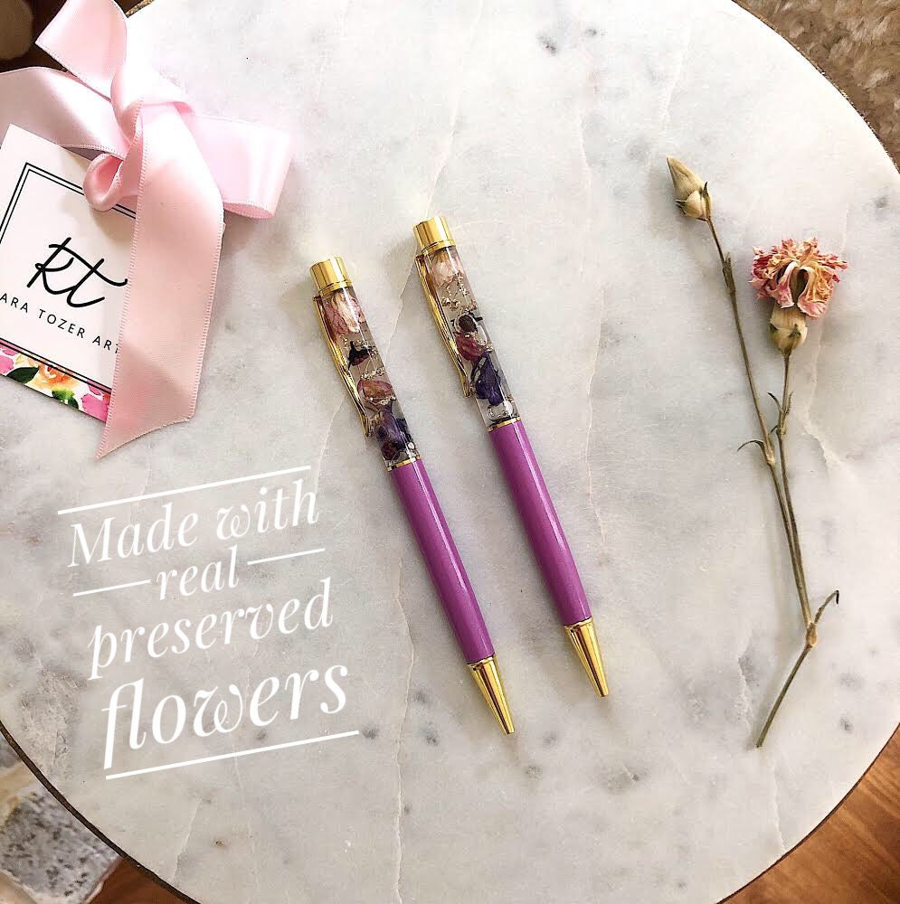 Floral Pens Flower Pens Preserved Flower Pens Herbarium Etsy