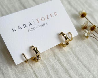 Stacking Hoop Sets, Gold Bamboo Hoop Set, Gold Bamboo Hoop Earrings, Stacking Earring Set, Gold Hoop Stacking Set, Gold Bamboo Hoops