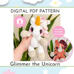 Unicorn Crochet Pattern- Digital PDF Low Sew Amigurumi Tutorial