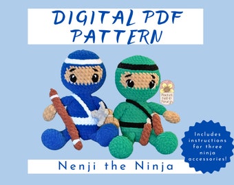 Modello Ninja all'uncinetto / PDF digitale / Amigurumi / Peluche / Peluche / Bambola all'uncinetto