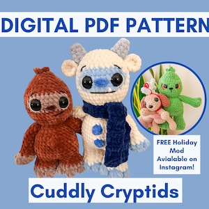 Crochet Bigfoot & Yeti Pattern – Cuddly Cryptids Amigurumi PDF + Free Christmas Grinch-Inspired Mod