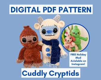 Crochet Bigfoot & Yeti Pattern – Cuddly Cryptids Amigurumi PDF + Free Christmas Grinch-Inspired Mod