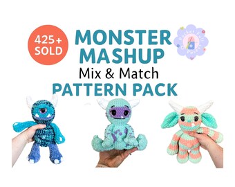 Monster Crochet Pattern Pack – Mix & Match Plushie Parts (Digital File)