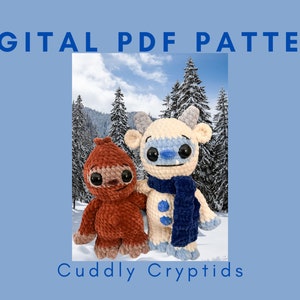 Cuddly Cryptids Crochet Pattern | Digital PDF Pattern | Crochet Yeti Pattern | Crochet Bigfoot Pattern | Low-Sew | No Sew | Market Prep