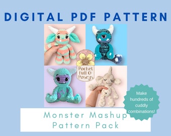 ORIGINAL Monster Mashup Digital Crochet Pattern Pack | Amigurumi Pattern | Plushie | Plushies | Handmade Toys