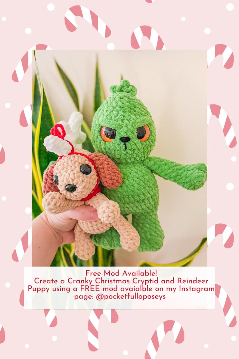 Crochet Bigfoot & Yeti Pattern – Cuddly Cryptids Amigurumi PDF + Free Christmas Grinch-Inspired Mod image 4