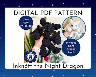 Toothless Crochet Pattern: Digital PDF Low Sew Baby Night Fury Dragon Amigurumi Tutorial