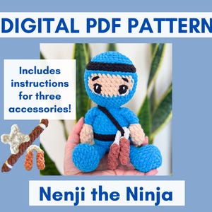 Crochet Ninja Amigurumi Pattern: Nenji Plushie (Digital PDF)
