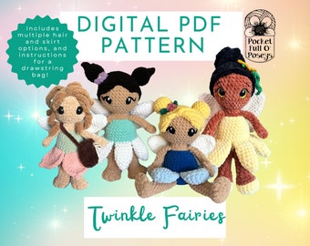 Fairy Doll Crochet Pattern- Digital PDF Amigurumi Pixie Tutorial