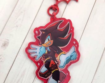 Shadow The Hedgehog | Red Acrylic keychains | Sonic | Edgy | Y2k video game SEGA | Fan Art | Transparent Plastic