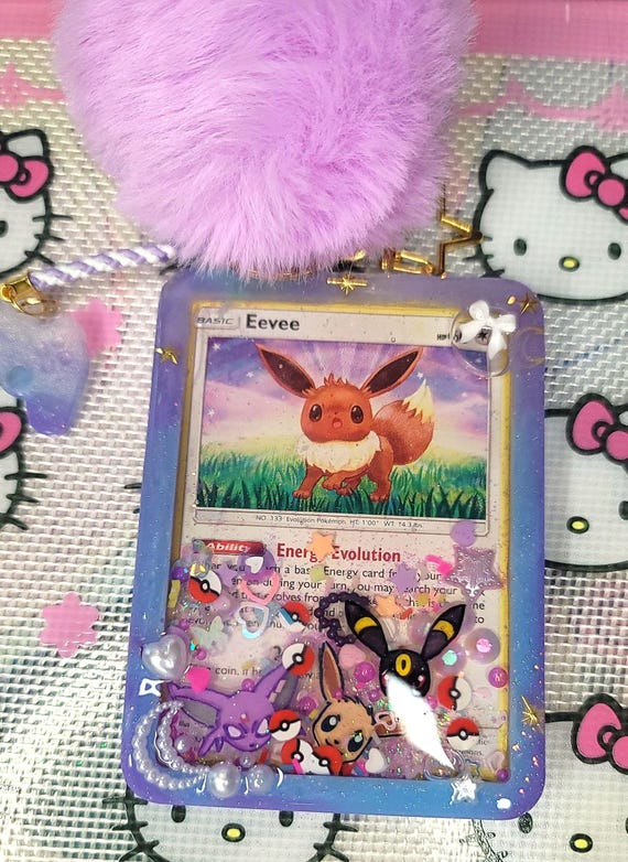 Custom: Eeveelution Pokemon Card Resin Shaker Keychain | Handmade | TCG |  Eevee | Sylveon | Bag Charm | Umbreon | Espeon | Cute Kawaii - Etsy