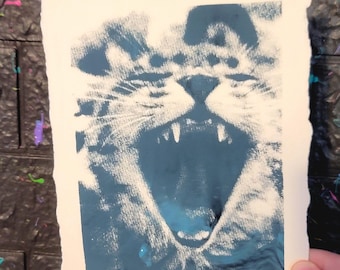 Screenprint of Screaming Cat | Art Print | Kitty | Fine Art
