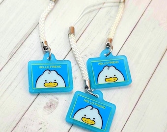 Kpop &quot;HELLO FRIEND&quot; Card | Duck  Glow-In-The Dark Phone Charm | Demon Hunter | Fan Art | Huntrix | Saja Boys | Bag Charm | Keychain