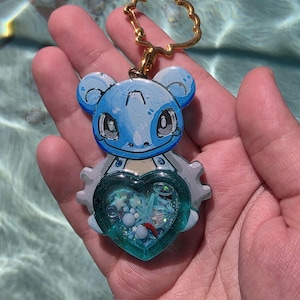 Hand painted Nessie Monster Resin Keychain | Bag Charm | Kawaii | Liquid Shaker