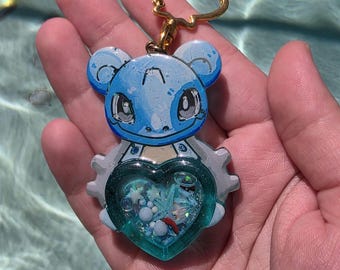 Hand painted Nessie Monster Resin Keychain | Bag Charm | Kawaii | Liquid Shaker