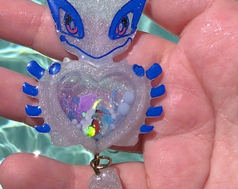 Hand painted Classic Silver Game Monster Resin Keychain | Bag Charm | Kawaii | Liquid Shaker