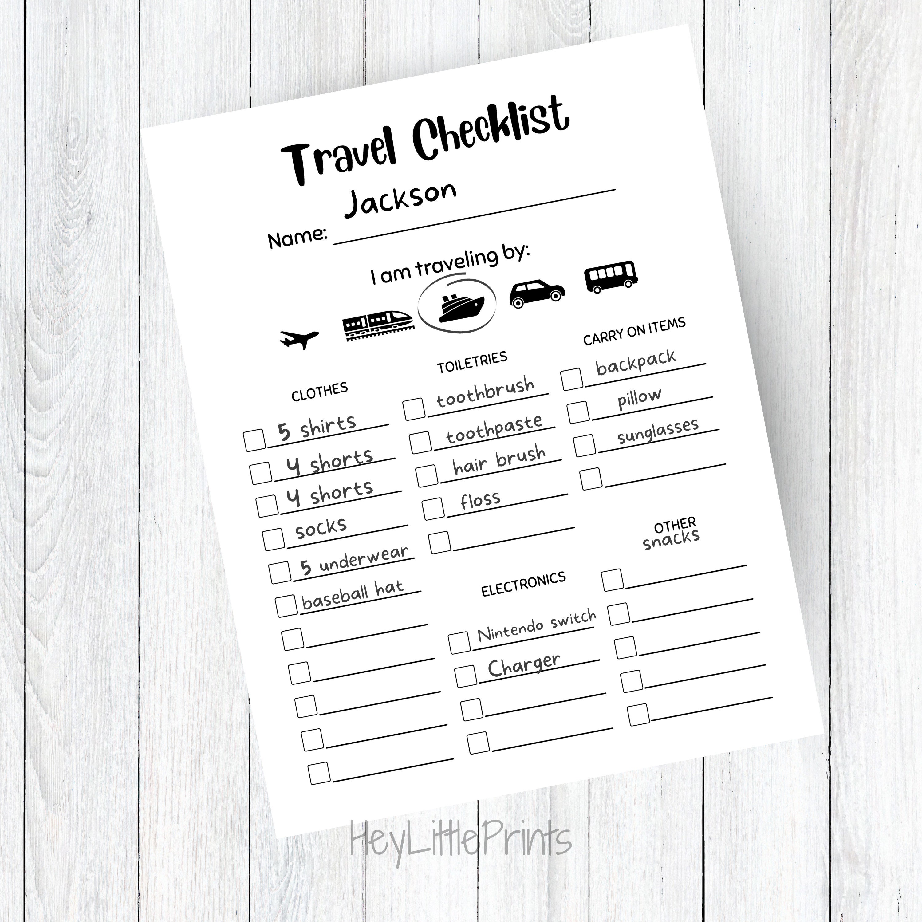 Digital Download, Travel Checklist / Kids Packing List / INSTANT