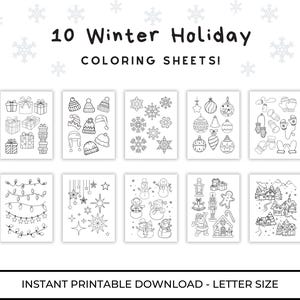 Winter Holiday Coloring Sheets for kids and adults