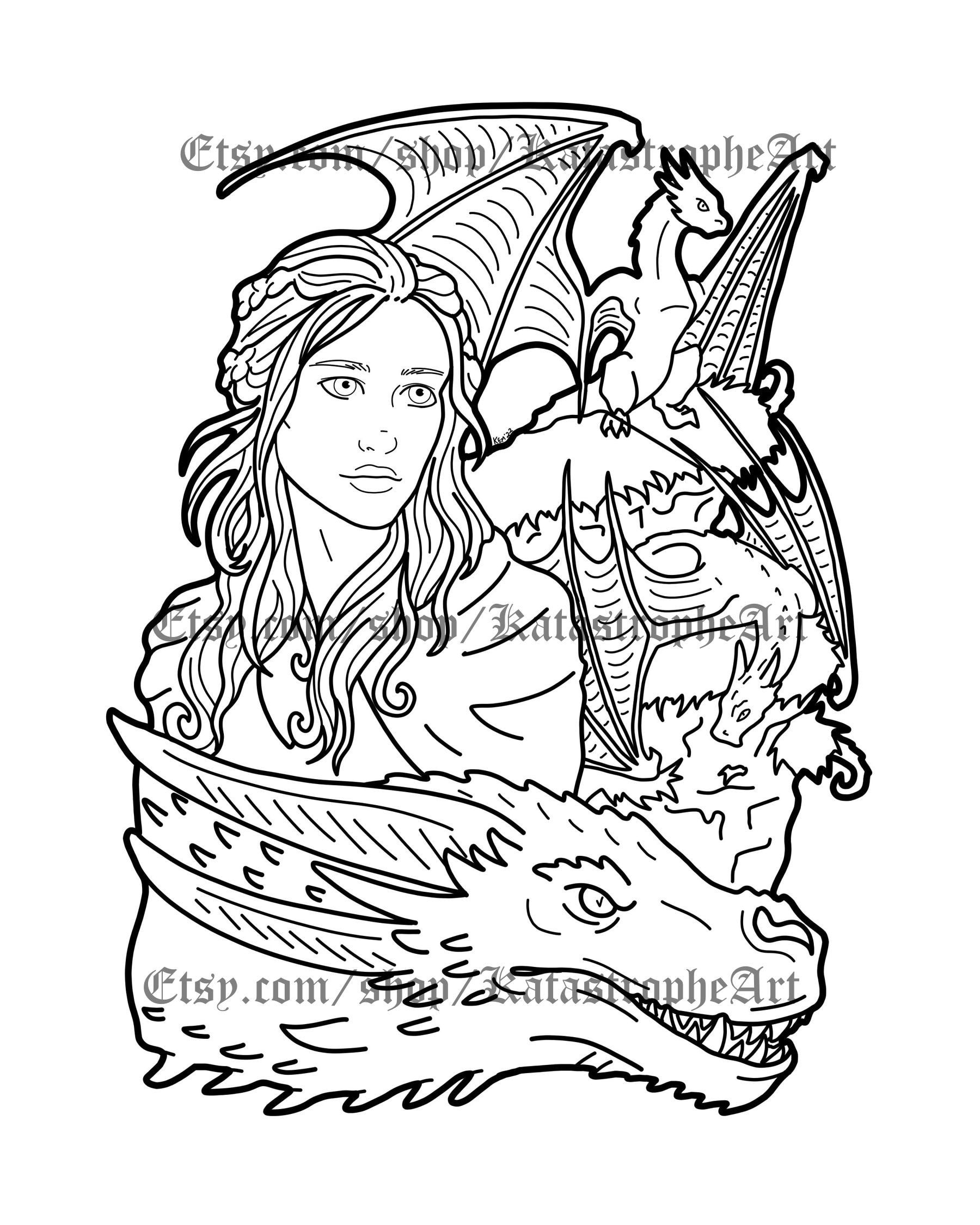 Printable Dragon Mother Coloring Page - Etsy