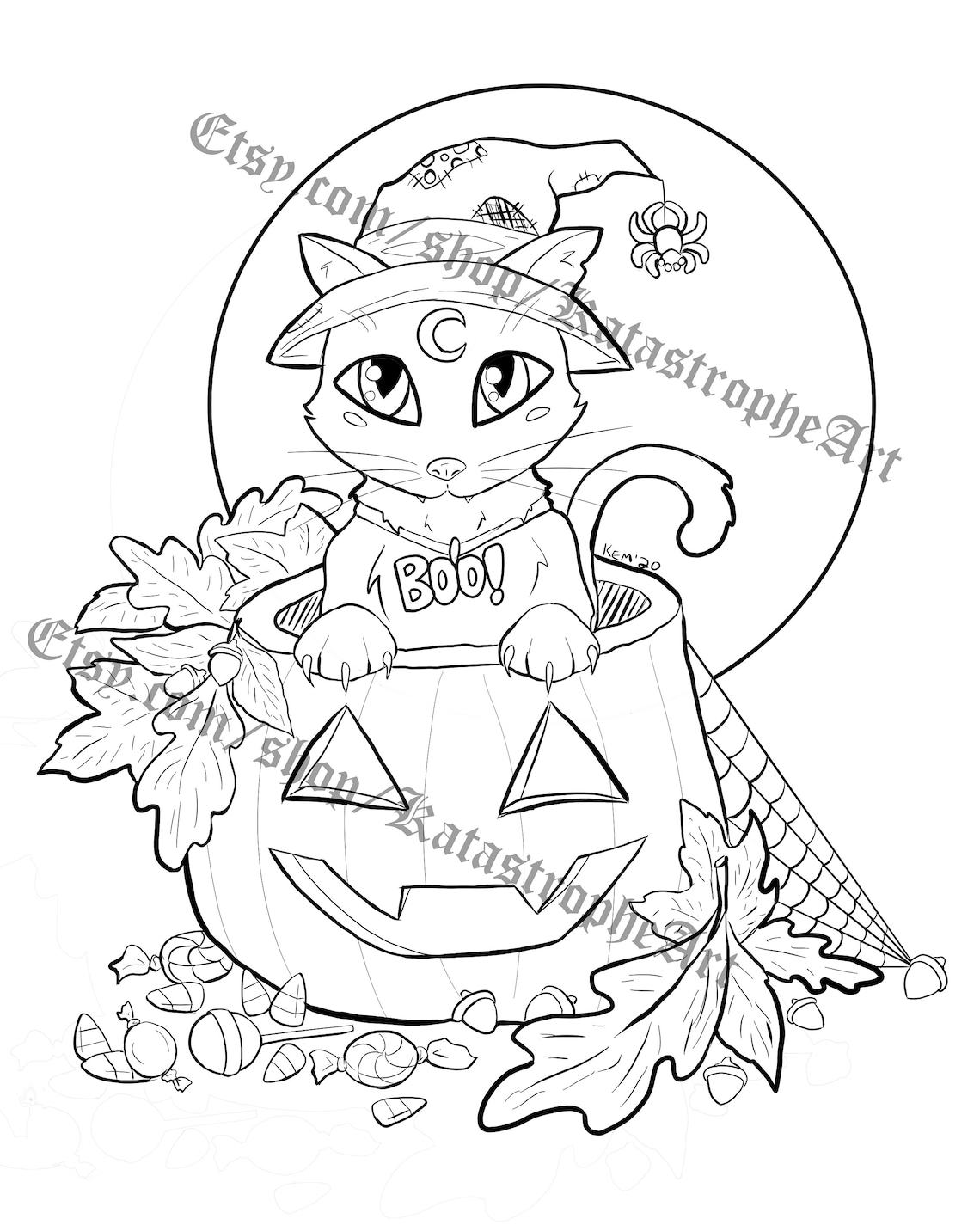 Printable Halloween Cat Coloring Page - Etsy Australia