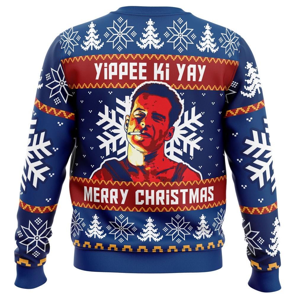 Discover All Over Printed 3D Ugly Christmas Sweater| Yippee Ki Yay Die Hard Ugly Christmas Sweater