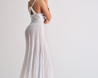 long white gauze dress