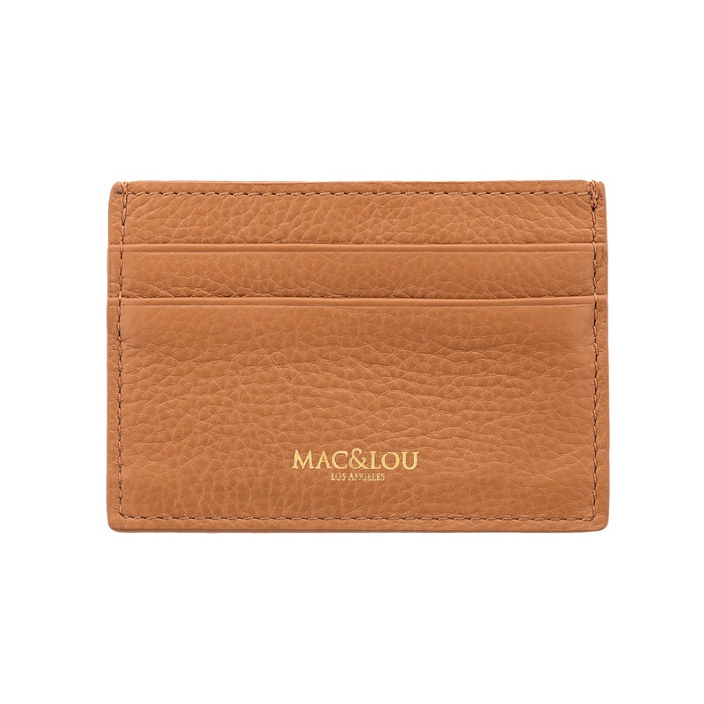 Camel MAC/&LOU Calfskin Leather Unisex Cardholder Wallet Sun Tanned