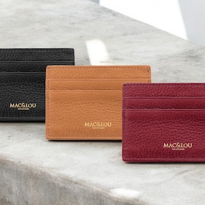 MAC&LOU Cartera con tarjetero unisex The Calfskin Leather negro, burdeos, caramelo