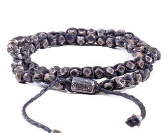 Oxidized Silver Nugget 2-Layer Wrap Bracelet