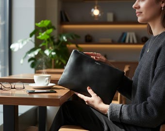 MAC & LOU “The Leather Ziptop Clutch Pouch” – Italian Calfskin, Handmade in Los Angeles