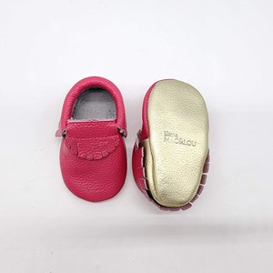 Genuine Leather Mac&Lou Baby Toddler Moccasins Fringe Gladiator Babies Booties Shoes Baby Shower Gift Christmas Gift 2 tone
