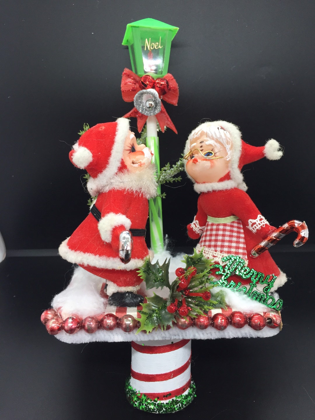 Vintage Christmas Mr. and Mrs. Claus Dolls Table Decoration Diorama - Etsy