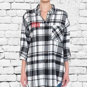 Custom Flannel Shirt Bridesmaid Monogrammed Button Down Bride Bridesmaid Gift Wedding Day Getting Ready Shirts