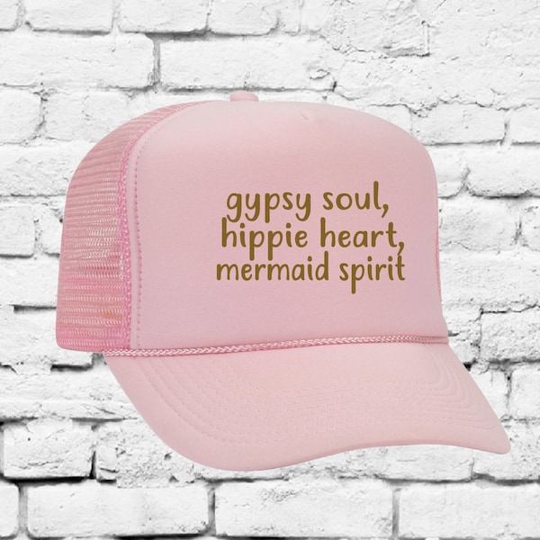 Gypsy Soul Hippie Heart Mermaid Spirit Trucker Hats Mesh Back Hat Snapback Party Hats Spring Break Girls Weekend Guys Weekend College Break