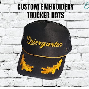 Benutzerdefinierte Stickerei Trucker Hats Nautisches schwarzes Gold personifizierte Kapitänshut-Yacht-Sailor-Eiche lässt Krempe