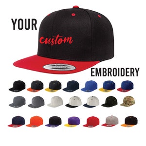 Custom Snapback Hat Yupoong Classic 6089 Color Choice Your Logo Personalized Embroidery  Flat Bill Baseball Cap