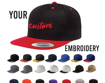 Custom Snapback Hat Yupoong Classic 6089 Kleurkeuze Uw logo Gepersonaliseerde Borduur Flat Bill Baseball Cap