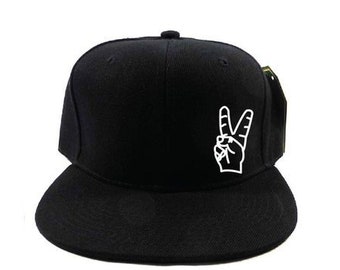 Peace Hand  Embroidery Snapback Hat Classic Snapback  Hat Peace Hand Symbol Snapback
