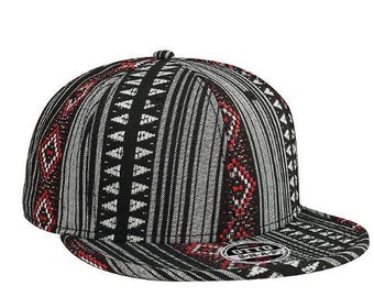 Custom Embroidery Aztec Snapback Black Red and White Solid Aztec Hat Your Custom Text or Logo Red