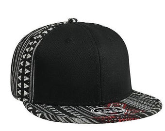 Custom Embroidery Aztec Snapback Black Red and White Two-tone Aztec Hat Your Custom Text or Logo Personalized Snapback Front Panel