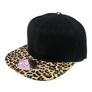 Custom Embroidery Leopard Hat Snapback Cheetah Brim Solid Sueded Brush Cap Black Hat Personalized Lid