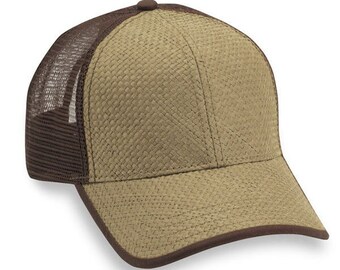 La gorra de béisbol estructurada de encargo del sombrero de la paja del sombrero redondeó la parte posterior ajustable de la correa del sombrero negro del borde de la curva