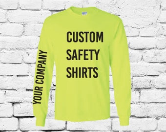 Custom Safety Work Shirt Men's Crew Neck T-shirt Custom Shirt Custom Personalized Tri blend Long Sleeve, 2400