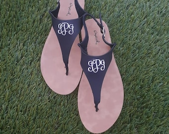 Custom Monogrammed Women's Shoes Black Sandals Custom Ladies Shoes Monogrammed Casual Comfortable Shoes